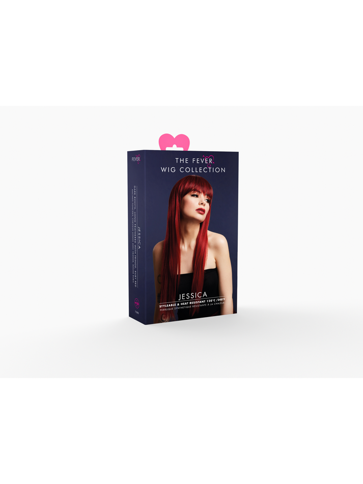 Fever Jessica Wig True Blend Ruby Red Dark Roots Long Feathered With Fringe