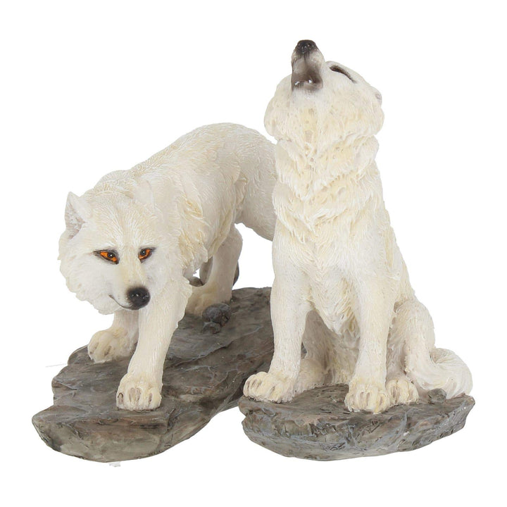 Set of 2 Before the Chase White Wolf Figure 9.8cm