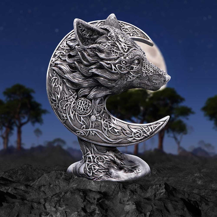 Celtic Crescent Wolf and Moon Ornament 25cm