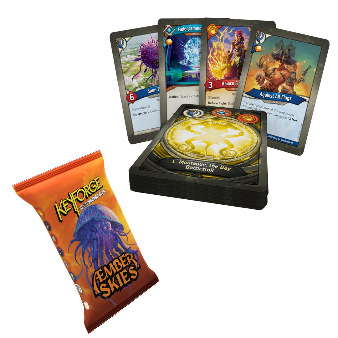 KeyForge: Æmber Skies Display – 12 Decks Featuring House Skyborn, 200 New Cards, Skybeasts, & House Enhancement Bonus, Ages 12+, 2+ Players, 45 Minute Playtime, Made by Ghost Galaxy