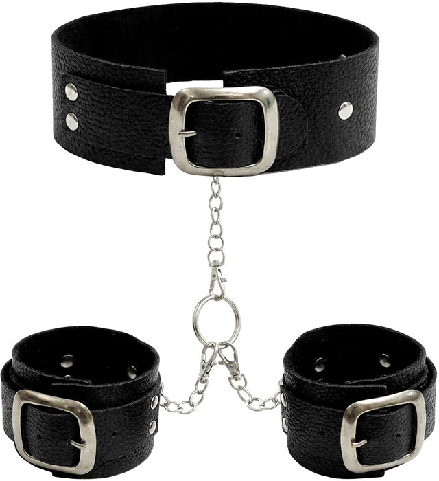 Studded Neck & Wrist Cuffs Leather & Chains