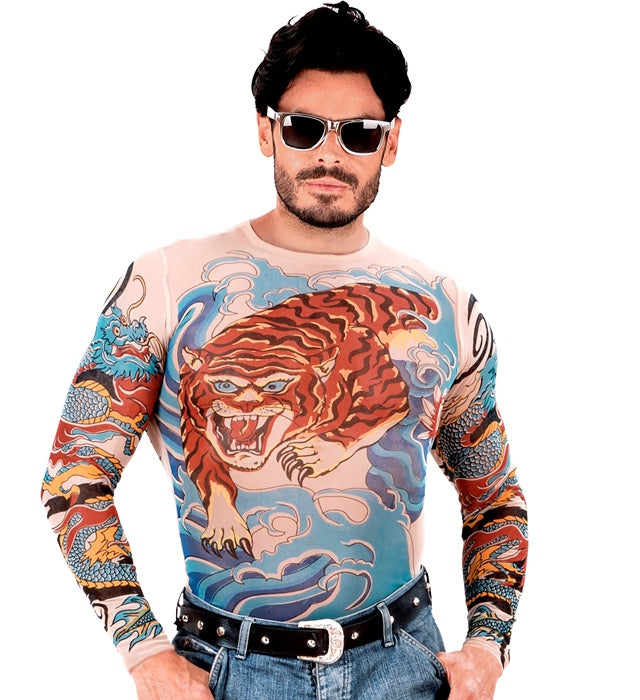 Tiger & Dragon Tattoo Shirt Natural Look
