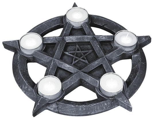 Pentagram Gothic Wiccan Tealight Holder Tealights 26cm 2