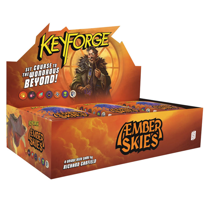 KeyForge: Æmber Skies Display – 12 Decks Featuring House Skyborn, 200 New Cards, Skybeasts, & House Enhancement Bonus, Ages 12+, 2+ Players, 45 Minute Playtime, Made by Ghost Galaxy