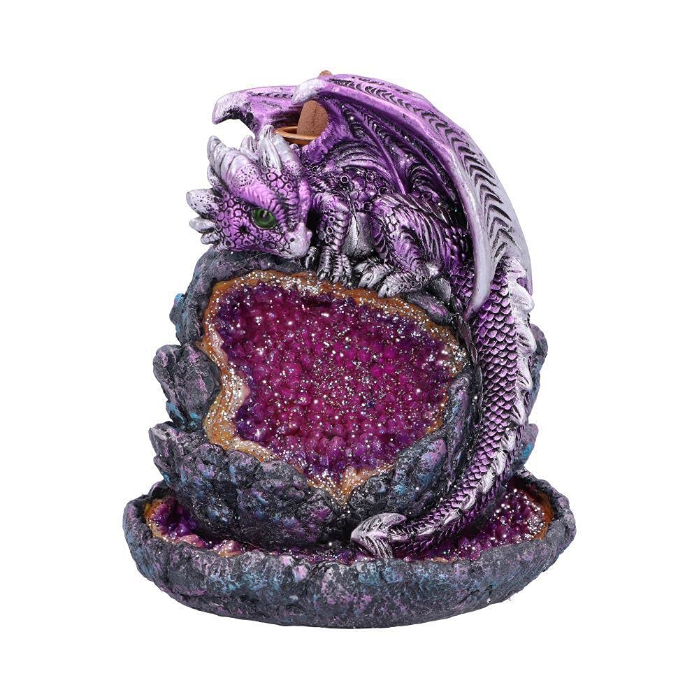 Crystalline Protector Purple Dragon Geode Backflow Incense Burner 14.2cm 1