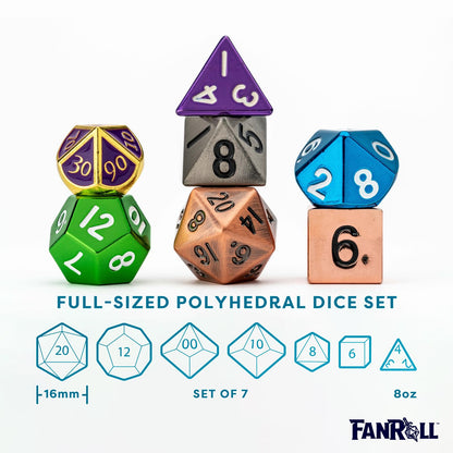 FanRoll by Metallic Dice Games Misfit Metals, Bag of DND Dice, Role Playing Game Dice Accessories for Dungeons and Dragons 3
