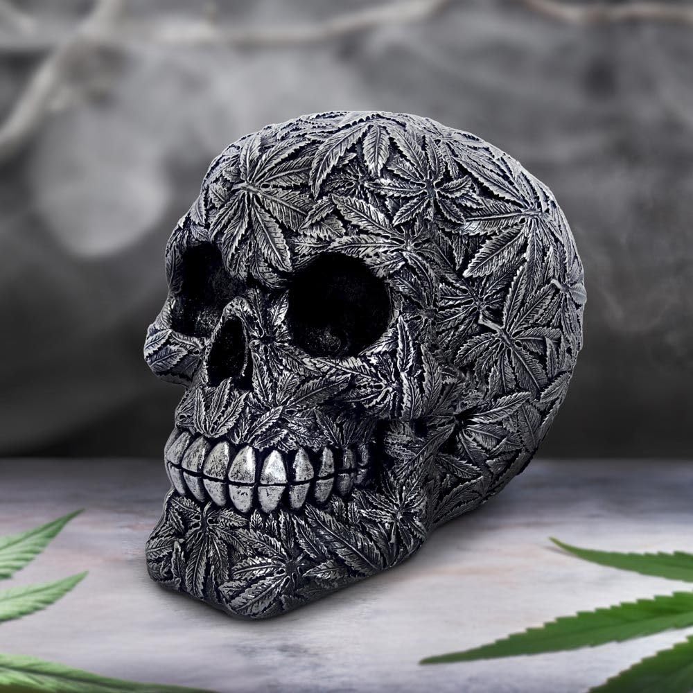 High Life Leaf Embellished Skull 15.5cm