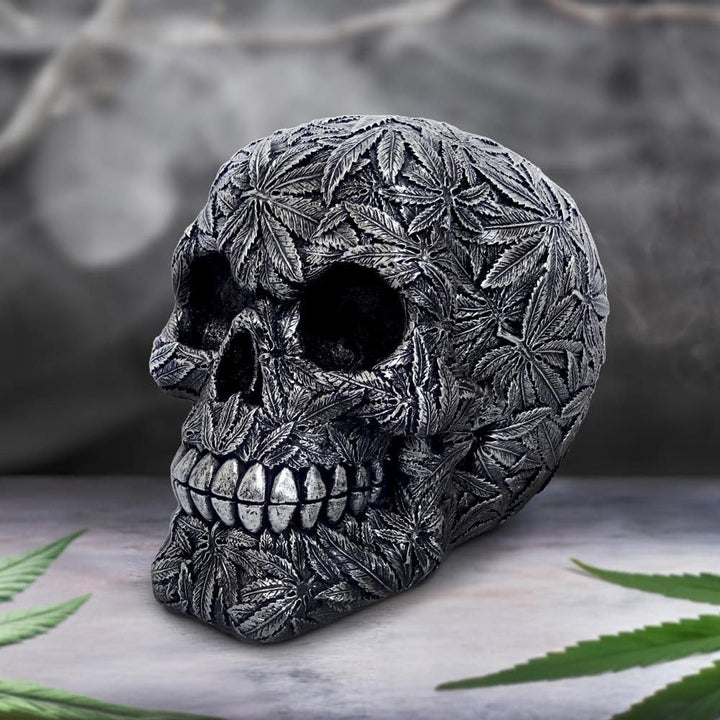 High Life Leaf Embellished Skull 15.5cm