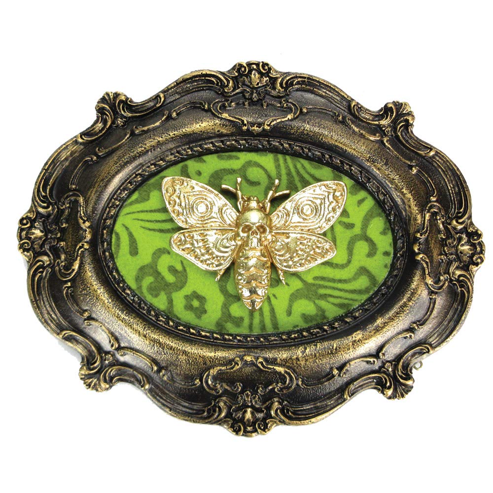 Moth Macabre Baroque Framed Deaths Head Wall Plaque 22.3cm