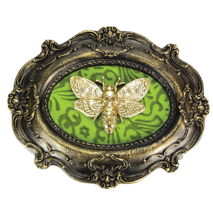 Moth Macabre Baroque Framed Deaths Head Wall Plaque 22.3cm