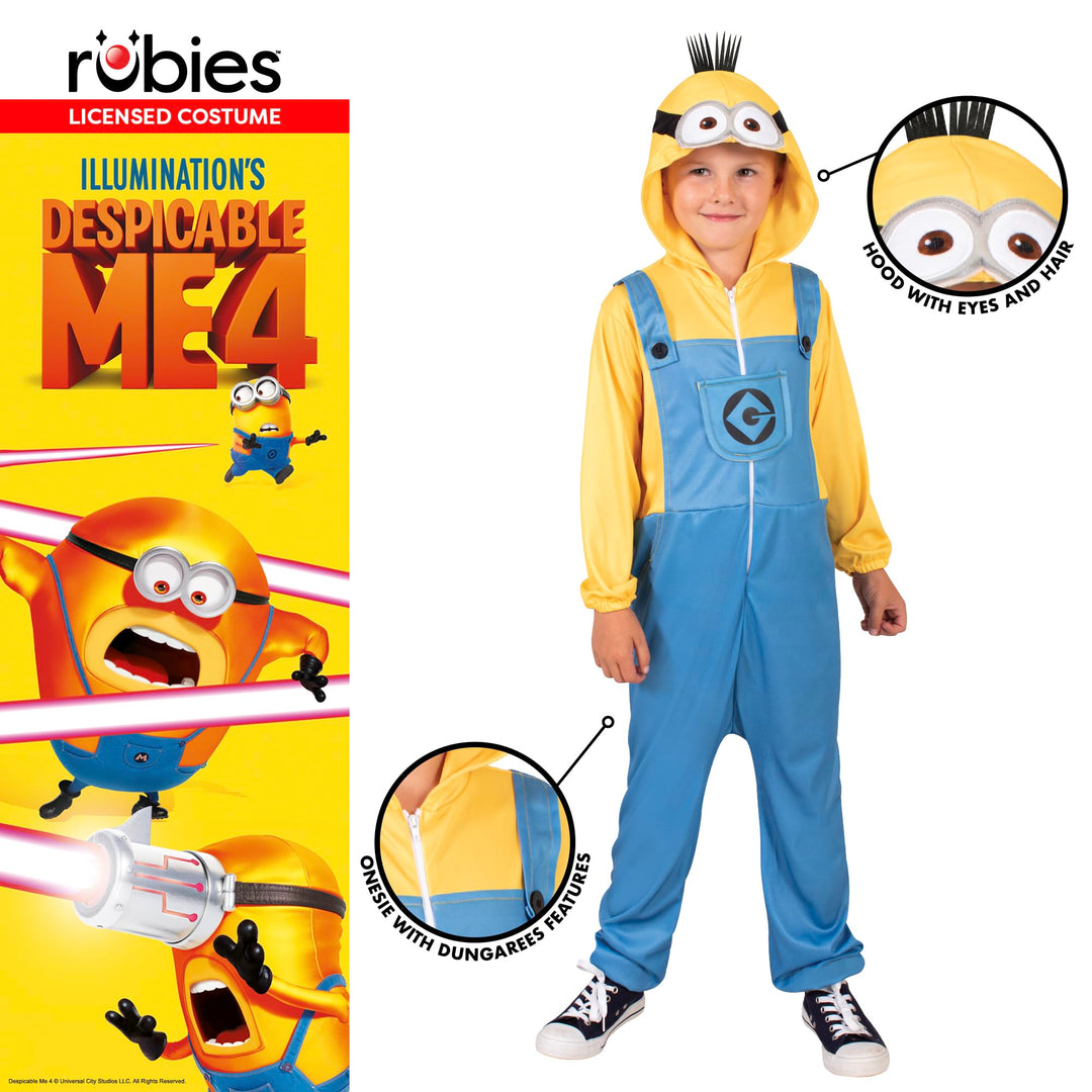 Rubies Official Illumination's Despicable Me 4, Minion Tim Child Onesie, Kids Fancy Dress, Size Extra Small