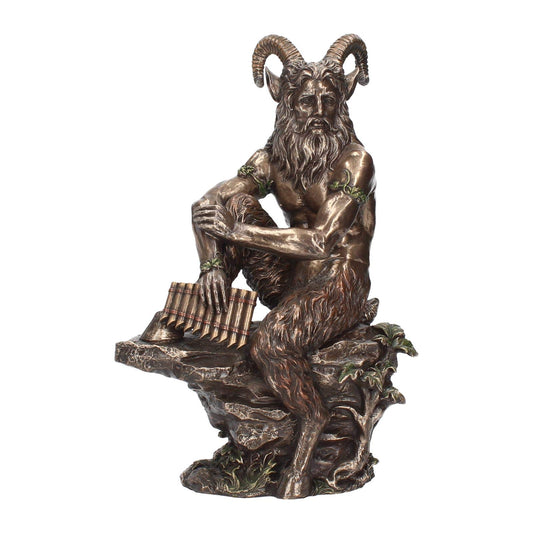 Pan Fawn with Flutes Finished in Bronze Large 30.5cm Resin Figurine 1