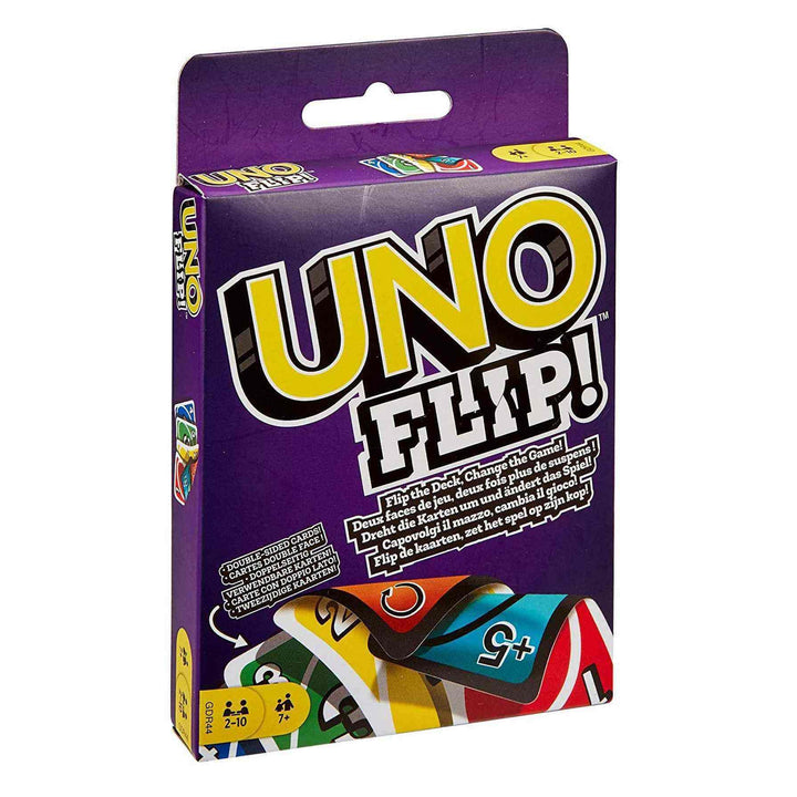 Mattel Games UNO FLIP! Family Card Game, with 112 Cards in a Sturdy Storage Tin, Makes a Great Game for 7 Year Olds and Up