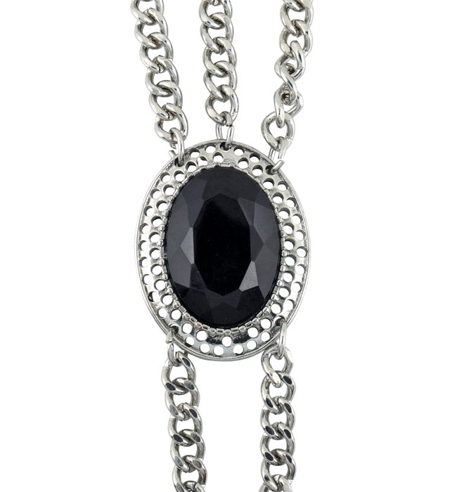 Gothic Wrist Chain With Black Gemmedallion
