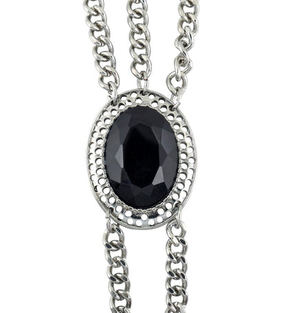 Gothic Wrist Chain With Black Gemmedallion
