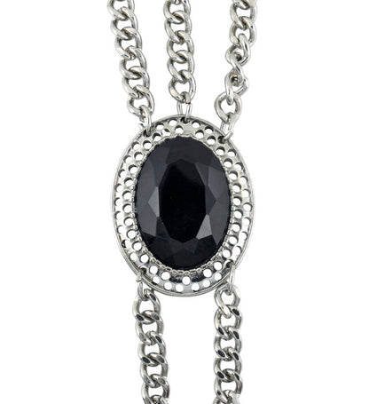 Gothic Wrist Chain With Black Gemmedallion