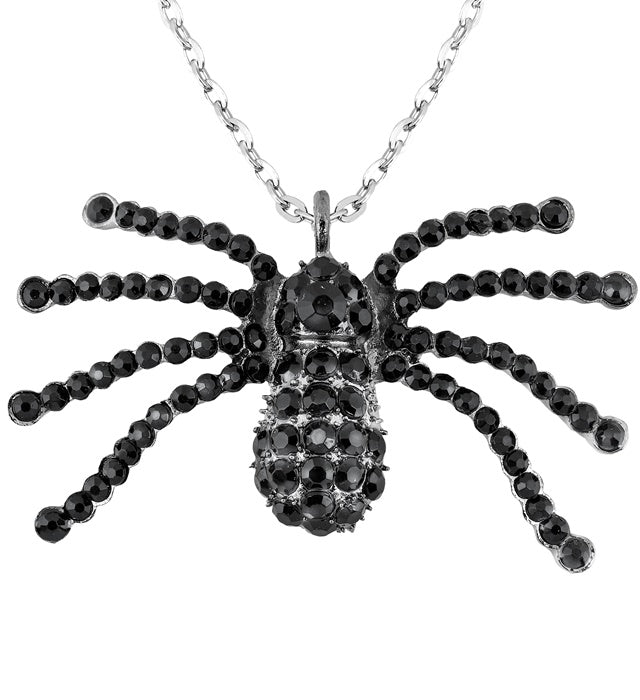 Black Strass Spider Necklace