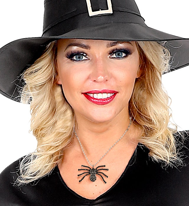 Black Strass Spider Necklace