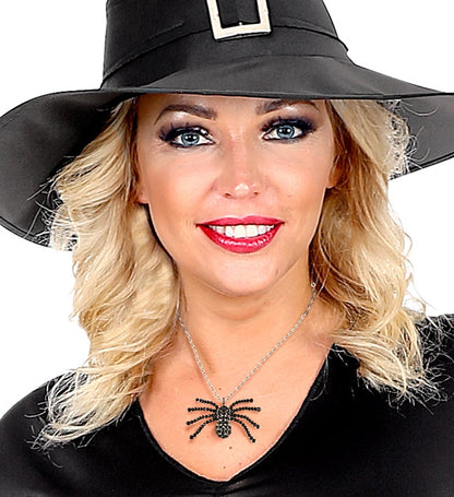 Black Strass Spider Necklace
