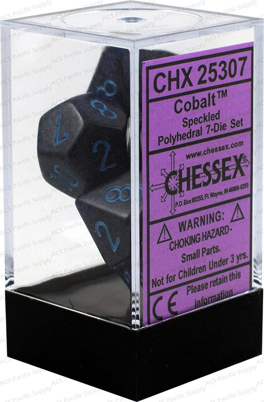 Chessex DND Dice Set-Chessex D&D Dice-16mm Speckled balt Plastic Polyhedral Dice Set-Dungeons and Dragons Dice ludes 7 Dice - D4 D6 D8 D10 D12 D20 D%, Various (CHX25307) 1
