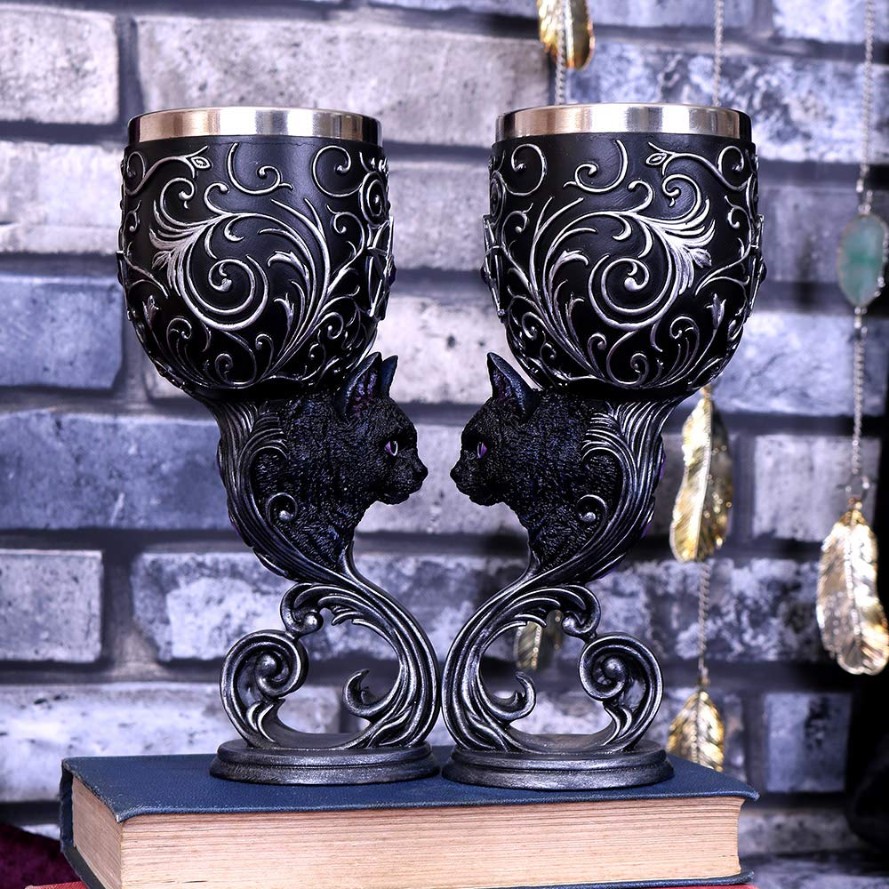 Familiars Love Twin Cat Heart Set of Two Goblets 18.5cm 5