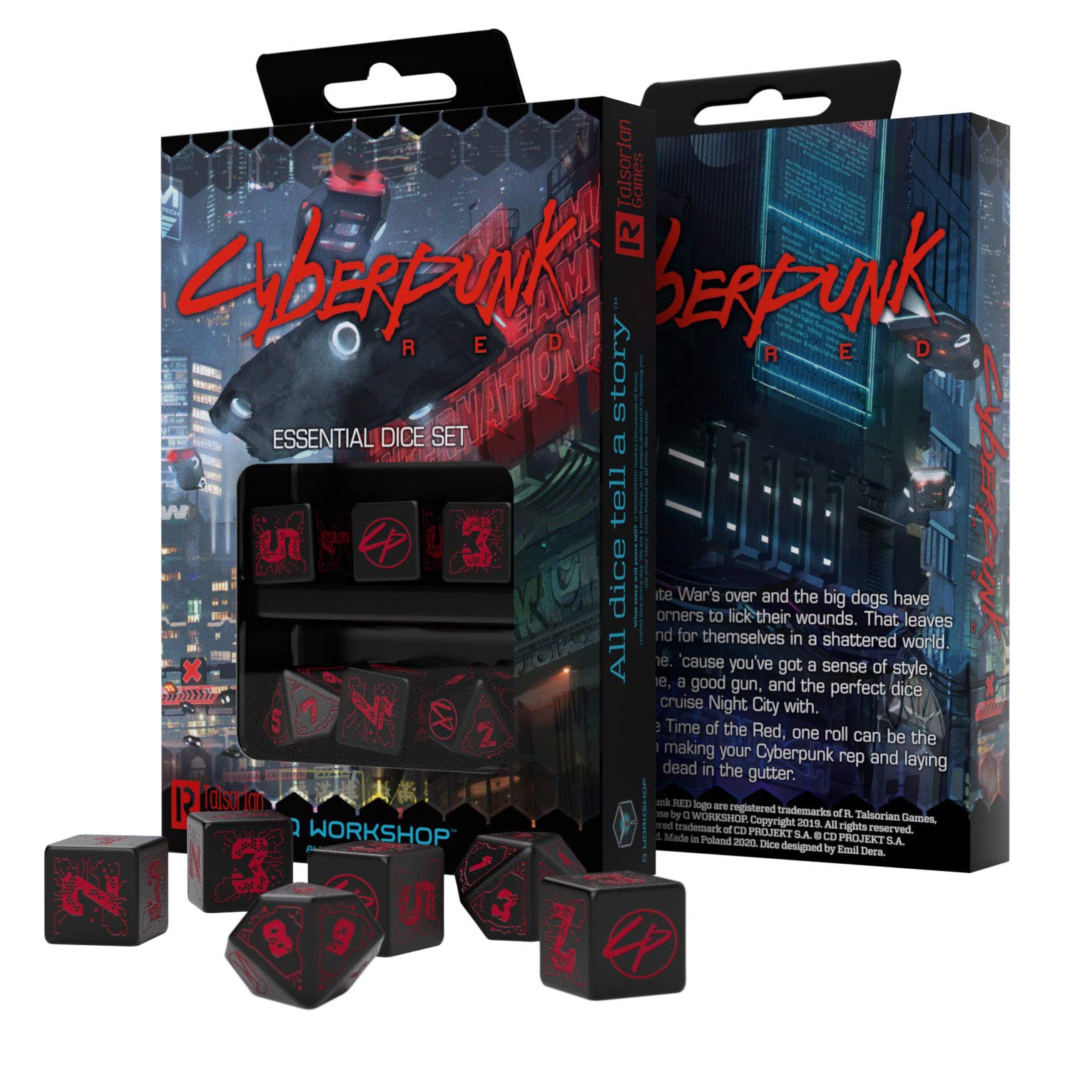 Q-Workshop Cyberpunk Red Essential Dice Set Black 2