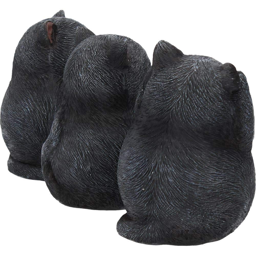 Three Wise Fat Cat Figurines 3 Cute Cats 8.5cm