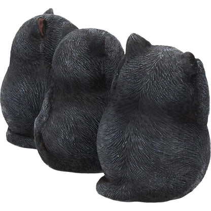Three Wise Fat Cat Figurines 3 Cute Cats 8.5cm 5