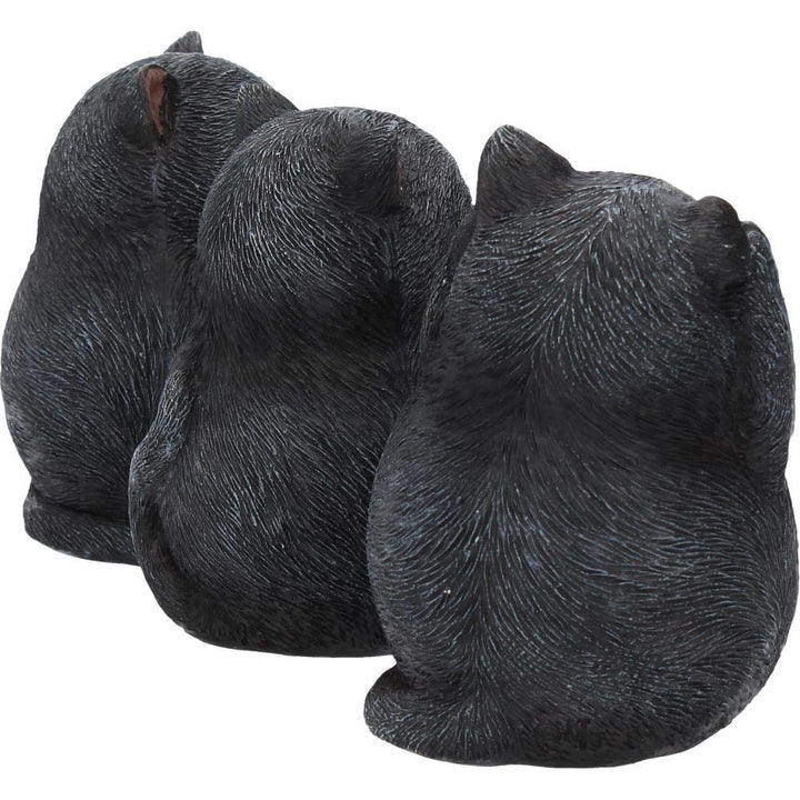 Three Wise Fat Cat Figurines 3 Cute Cats 8.5cm
