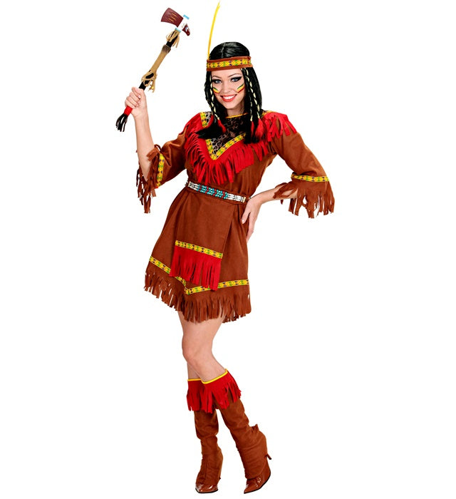 Indian  Dress, Apron, Boot Covers, Headband With Feather 