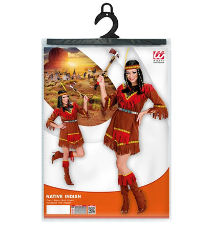 Indian  Dress, Apron, Boot Covers, Headband With Feather 