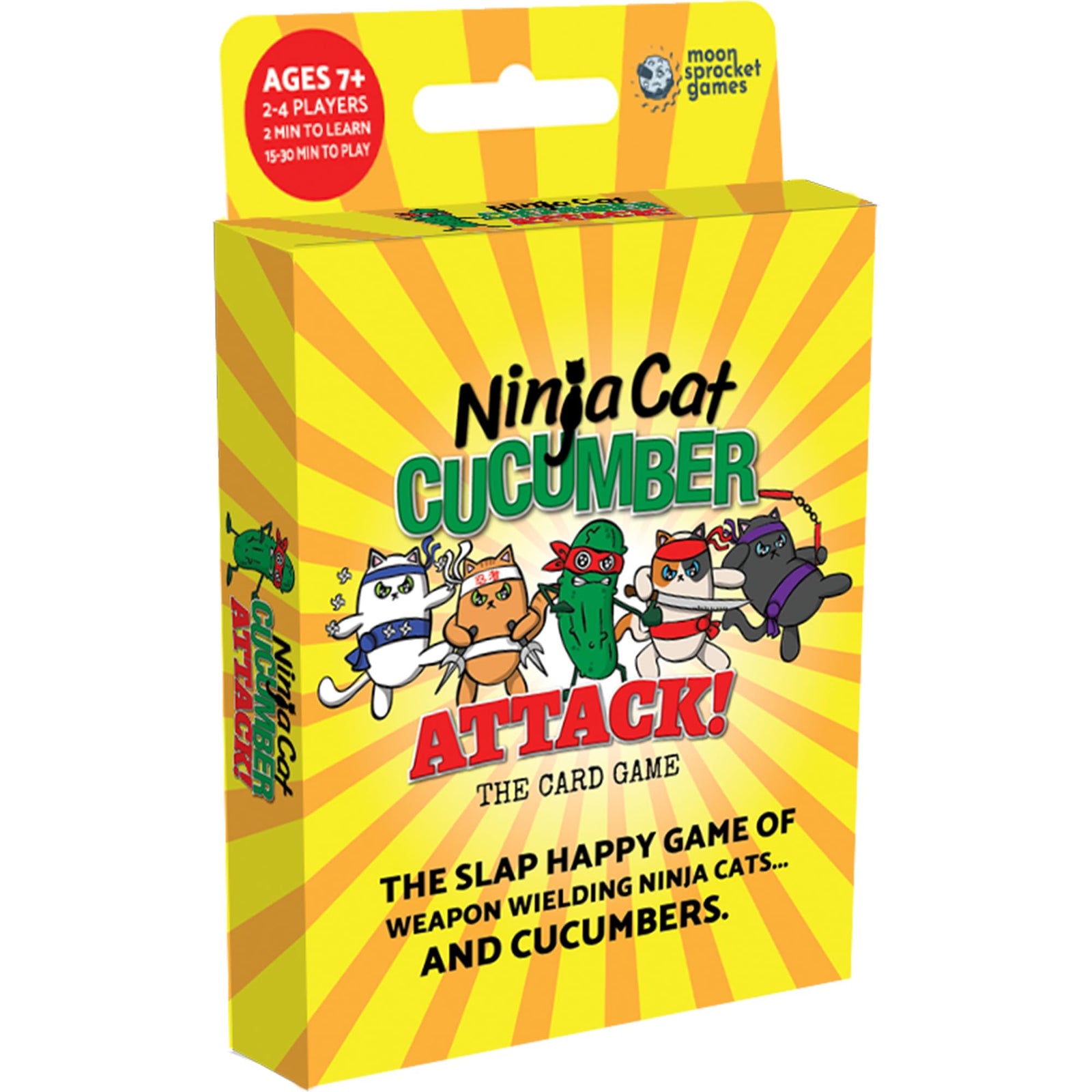 Moonsprocket Games Ninja Cat Cucumber Attack! Card Game - Fast-Paced Slap-Happy Game of Weapon-Wielding Ninja Cats, Fun for Family Game Night, Ages 5+, 2-4 Players, 13-30 Minute Playtime, Made 1