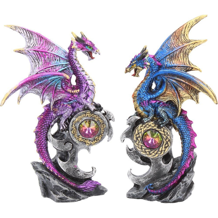 Realm Protectors Figurines Set of Two Fantasy Dragon Crystal Ornaments 2 15cm