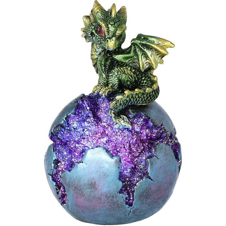 Geode Guard Green Dragon Sphere Crystal Figurine 12.7cm