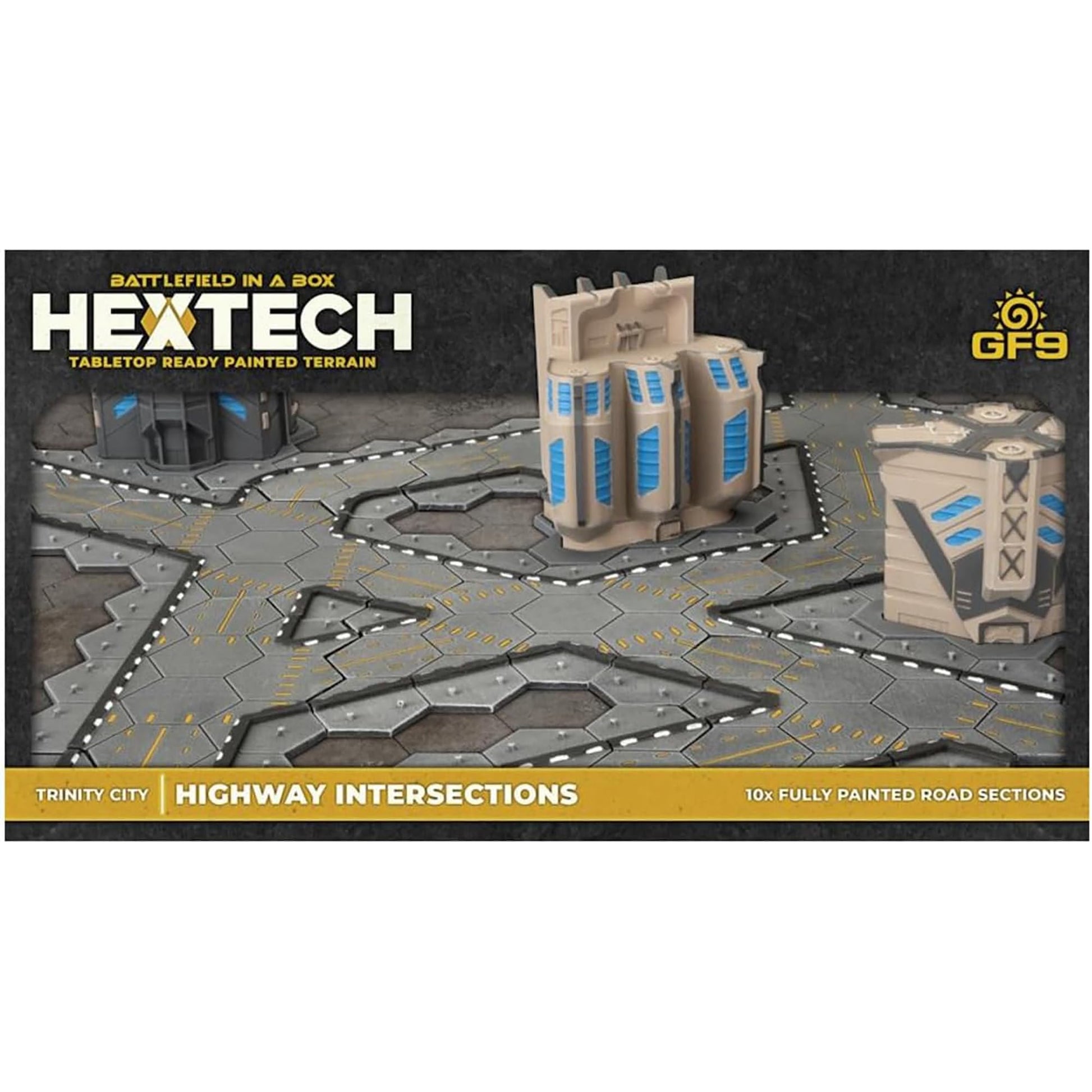 GF9: Hextech Trinity City: Highway Intersections - 10 Road Sections, Battlefield in A Box, Tabletop Ready Painted Terrain, Sci-Fi, RPG Accessory 5