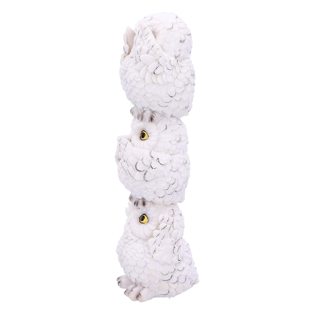 Wisest Totem Three Wise White Owls Ornament 20cm