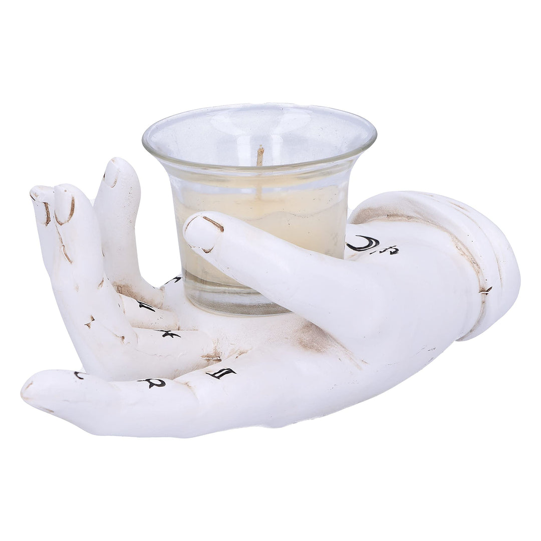 Palmists Prediction White Chiromancy Hand Candle Holder 18.3cm