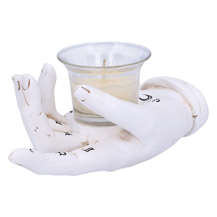 Palmists Prediction White Chiromancy Hand Candle Holder 18.3cm