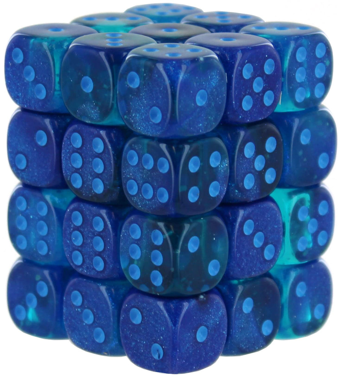 Chessex Dice Set – 12mm Gemini: Blue/Light Blue Luminary Dice Block – Dungeons and Dragons D&D DND TTRPG Dice – Includes 36 Dice – D6