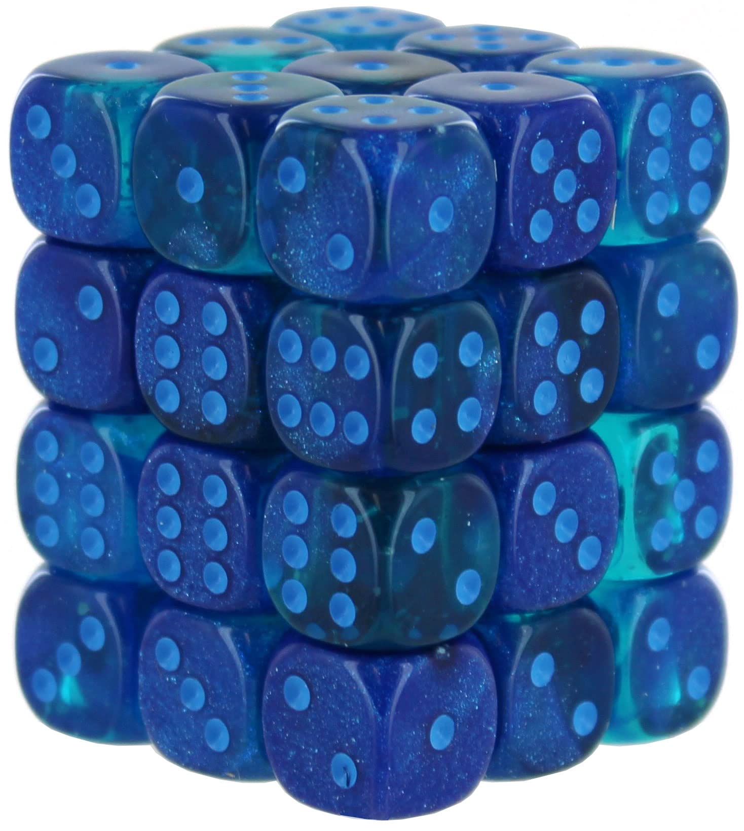 Chessex Dice Set – 12mm Gemini: Blue/Light Blue Luminary Dice Block – Dungeons and Dragons D&D DND TTRPG Dice – Includes 36 Dice – D6 2