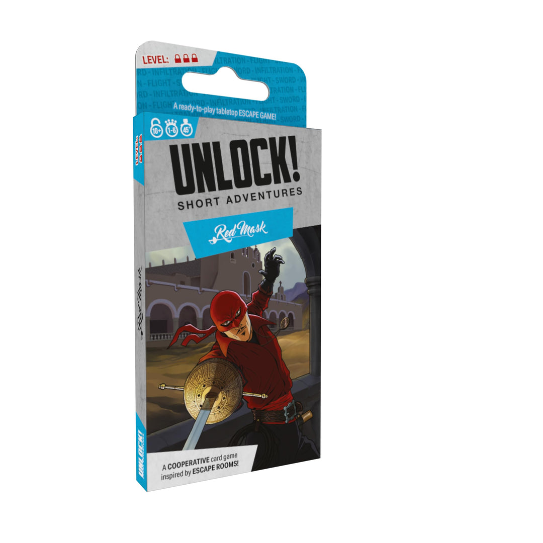 Space Cowboys Unlock! Short Adventures 7: Red Mask - Immersive Escape Room Card Game for Kids and Adults, Ages 10+, 1-6 Players, 45 Minute Playtime, Made