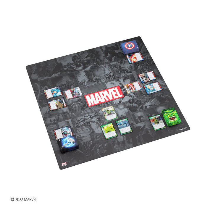 Marvel Champions Marvel Black Prime Game Mat XL | Slip-Resistant 27.5" by 27.5" Rubber Mat | Designed for Use with Marvel Champions The Card Game and Other TCGs and LCGs | Made by Gamegenic