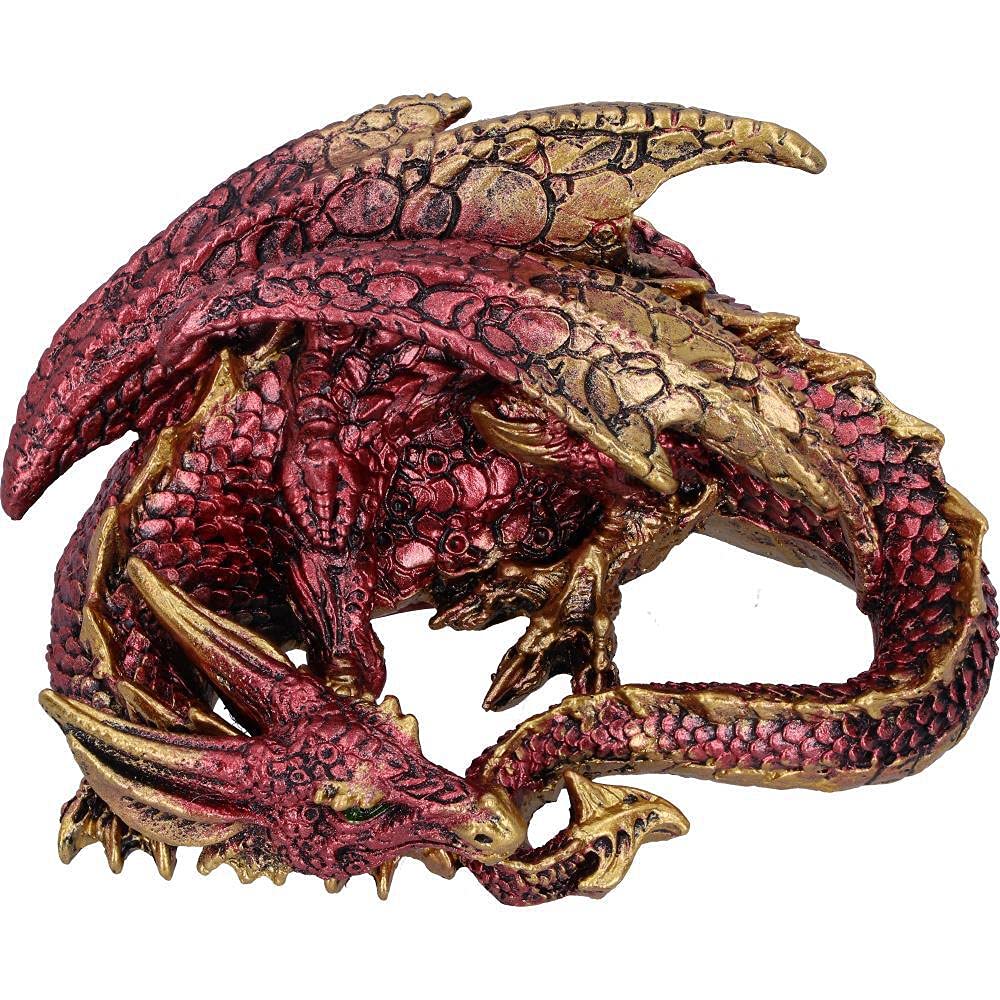 Aaden Red and Golden Resting Dragon Figurine 10.2cm