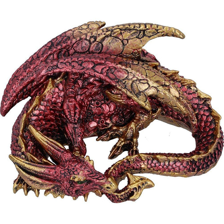 Aaden Red and Golden Resting Dragon Figurine 10.2cm