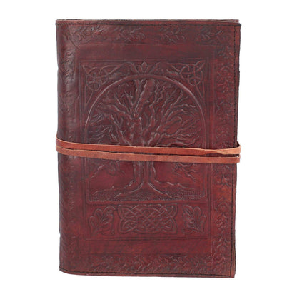 Tree Of Life Bound Red Leather Embossed Journal 18 x 25cm 2