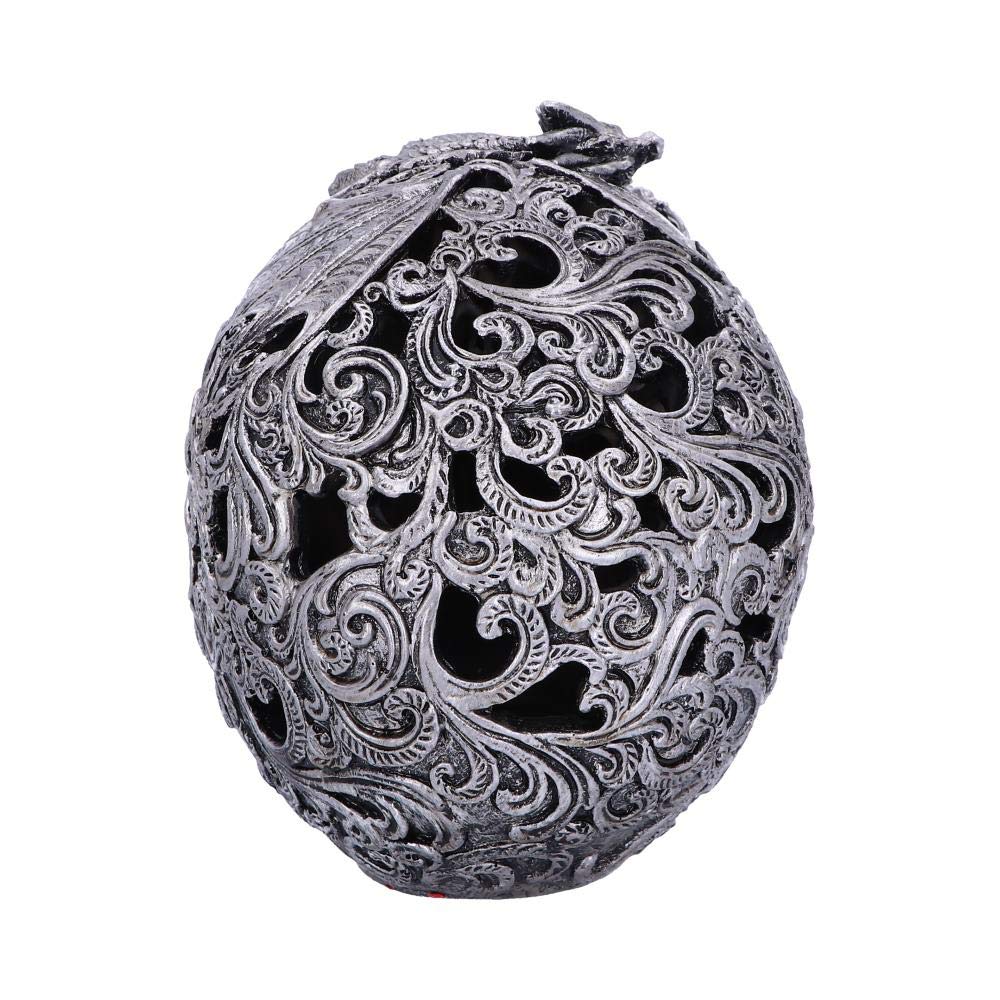 Silver Cranial Drakos Engraved Dragon Skull Ornament 19.5cm