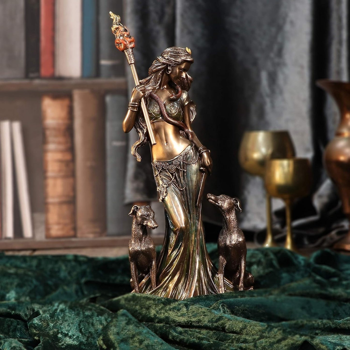 Bronze Mythological Hecate Moon Goddess Figurine 34cm Resin Statue 7