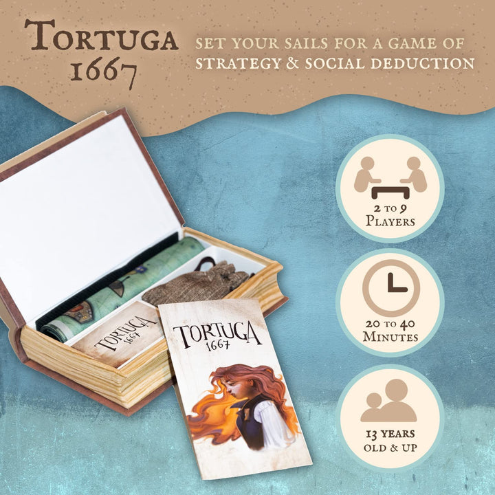 Tortuga 1667 Board Game, Treasure Plunder Game of Cards, Strategy, Deceit, and Luck for 2-9 Players