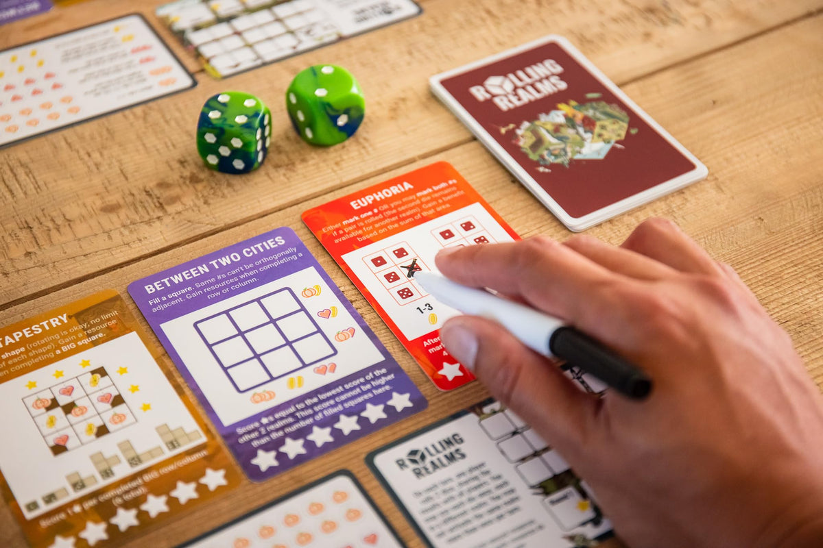 Rolling Realms A Light Strategic Roll-and-Write Board Game for Families and Adults 9