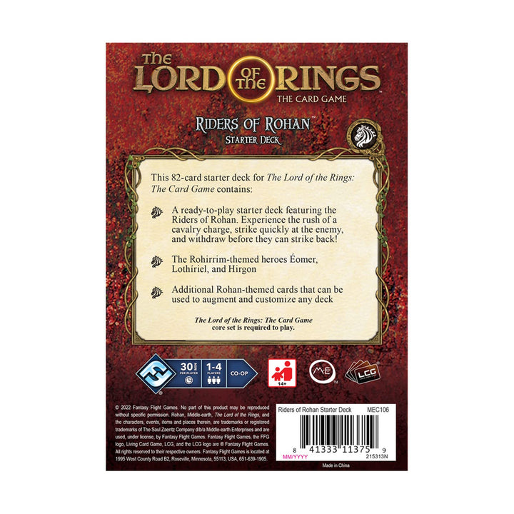 The Lord of the Rings The Card Game Riders of Rohan STARTER DECK - Cooperative Adventure Game, Strategy Game, Ages 14+, 1-4 Players, 30-120 Min Playtime, Made by Fantasy Flight Games